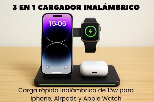 Cargador Inalámbrico 3 en 1 para Apple